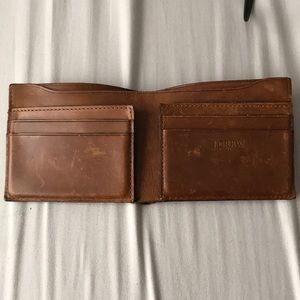 J crew brown leather bi fold wallet